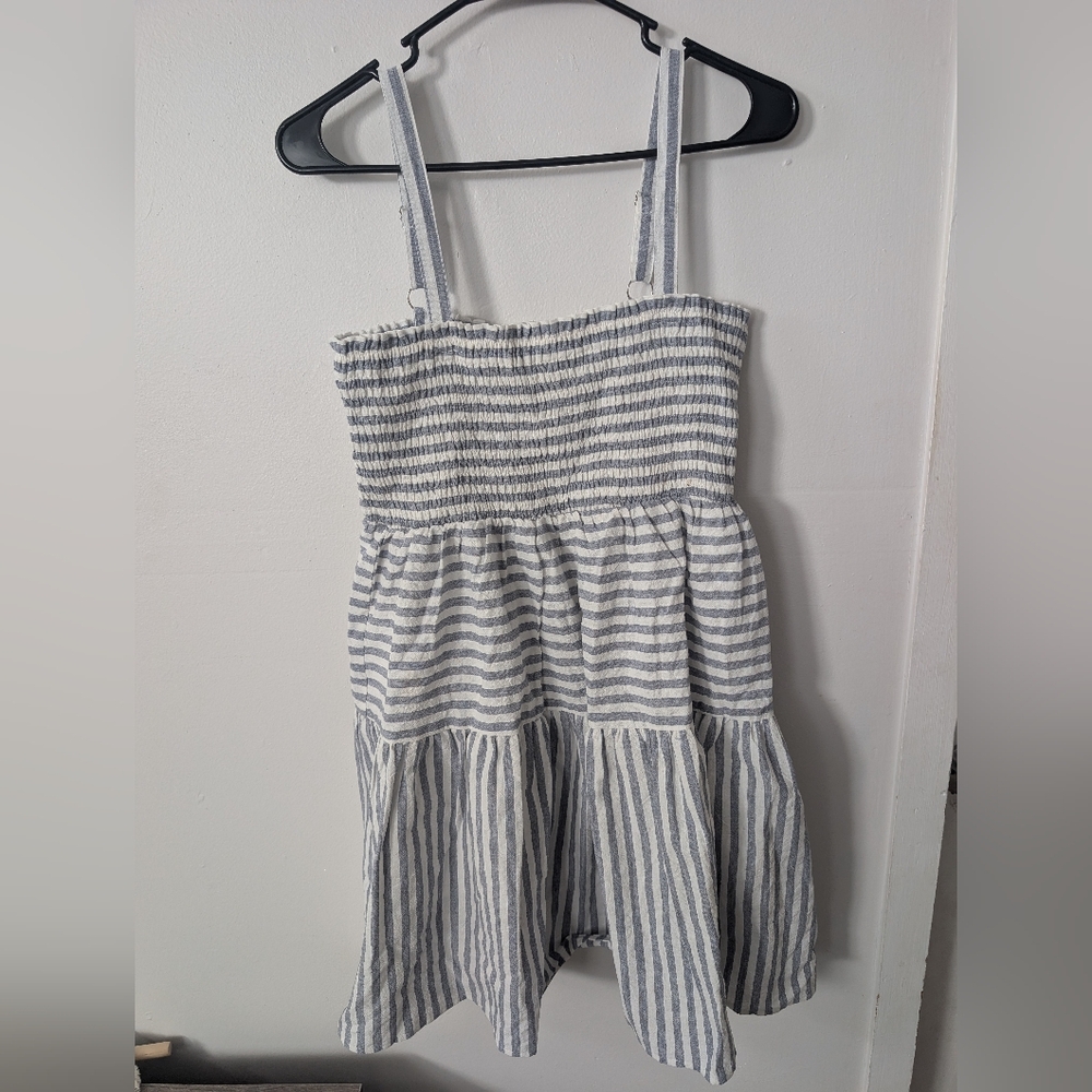 Lumiere Urban Outfitters Dress Striped Mini Smocked Sleeveless Linen‎ Cotton NWT